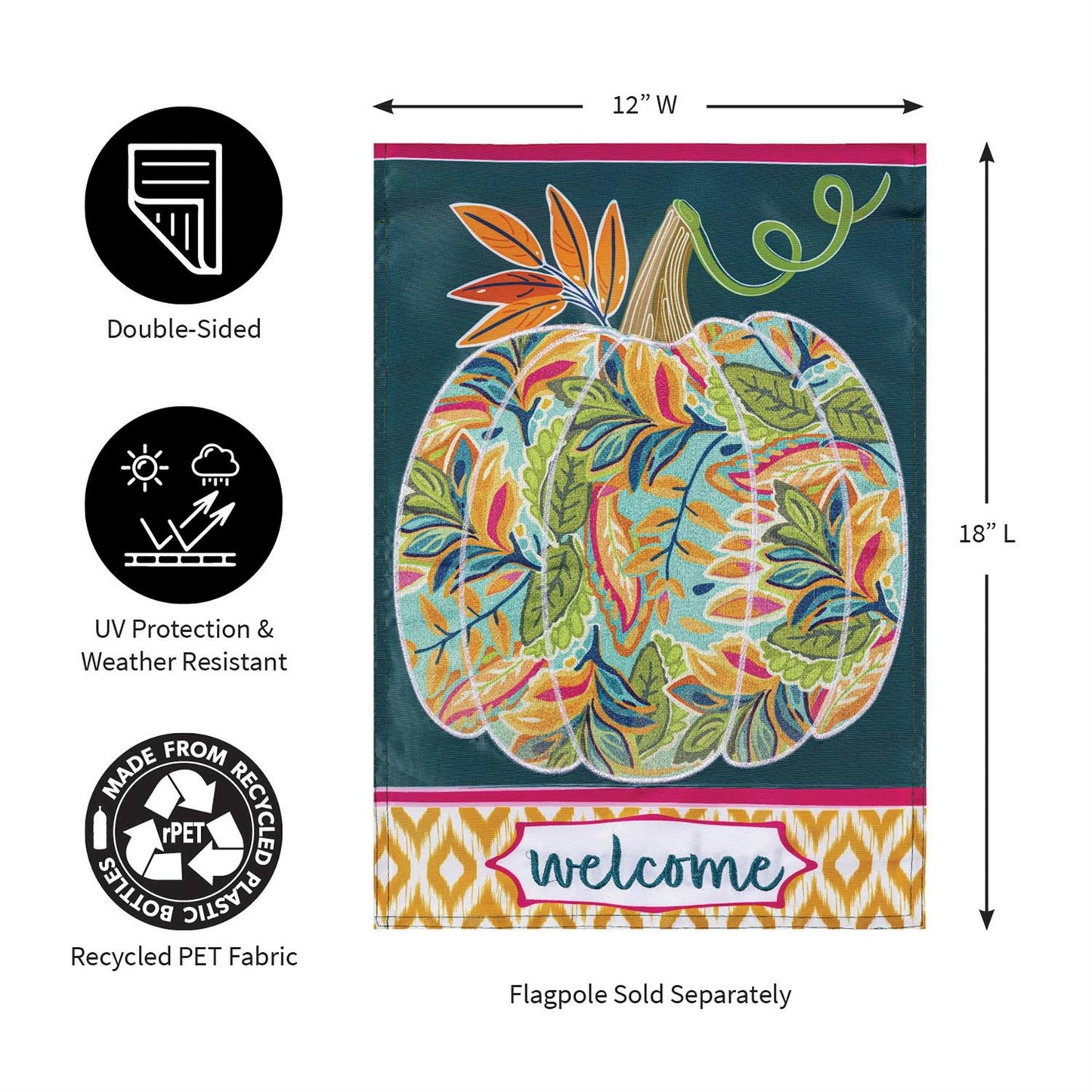 Floral Pumpking Applique Flag