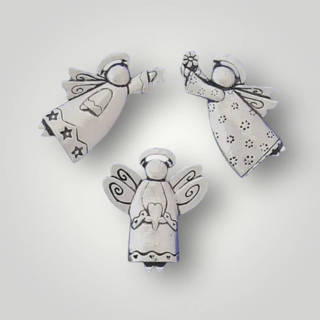 Pewter angel trio magnets set with three angel designs