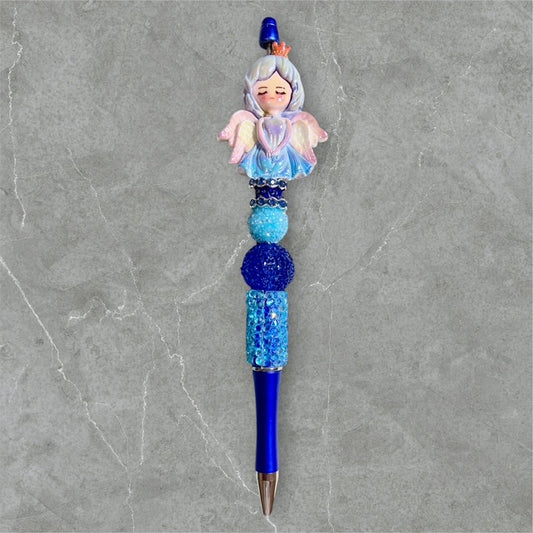 Angel in Shades of Blue Beaded Pen