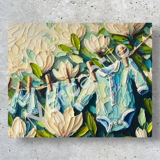 Baby Blue Clothesline - Magnolia Collection #7 - Note Card