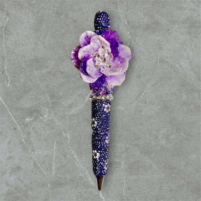 Bayou Amethyst beaded pen with purple and gold silicone beads
