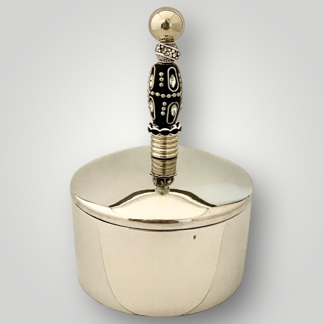 Trinket Bowl with Lid - Beaded - Noir Gleam