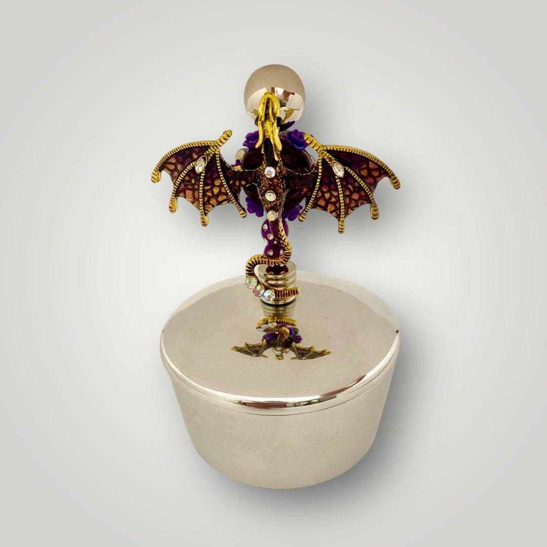 Trinket Bowl with Lid - Purple Dragon