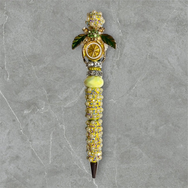 Bee Sweet beaded pen with bee charm and yellow?black silicone beads