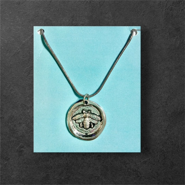Bee Symbol Necklace - Pewter - JNC107