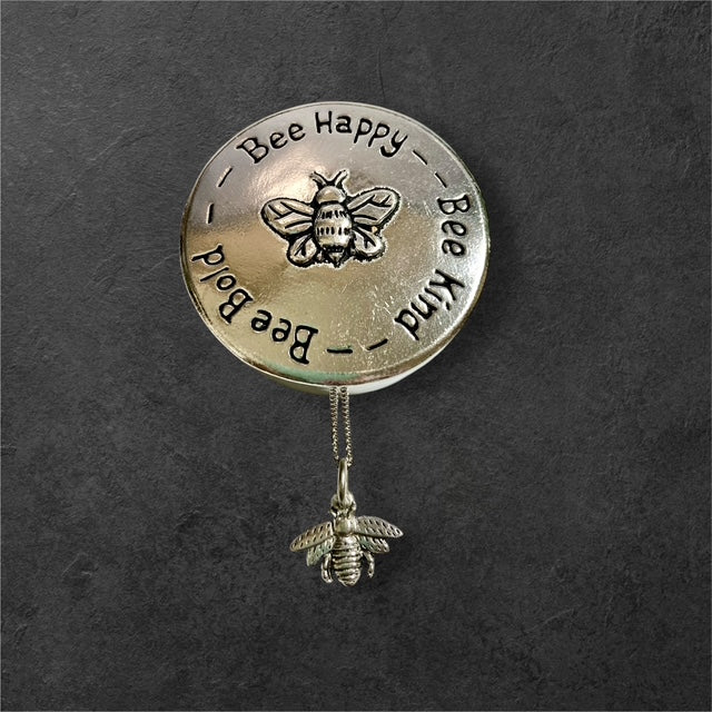Bee Wish Box with Bee Necklace - Pewter - BXJ88
