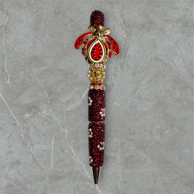Bee Zesty beaded pen with bee charm and bright yellow beads