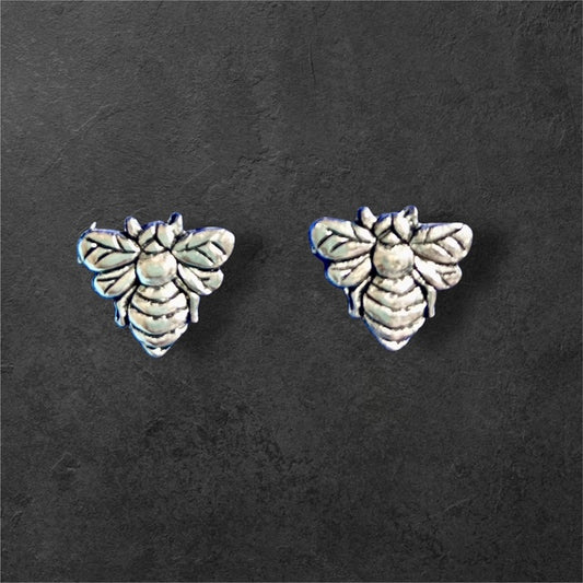 Bee Stud Earrings - Pewter - JER811