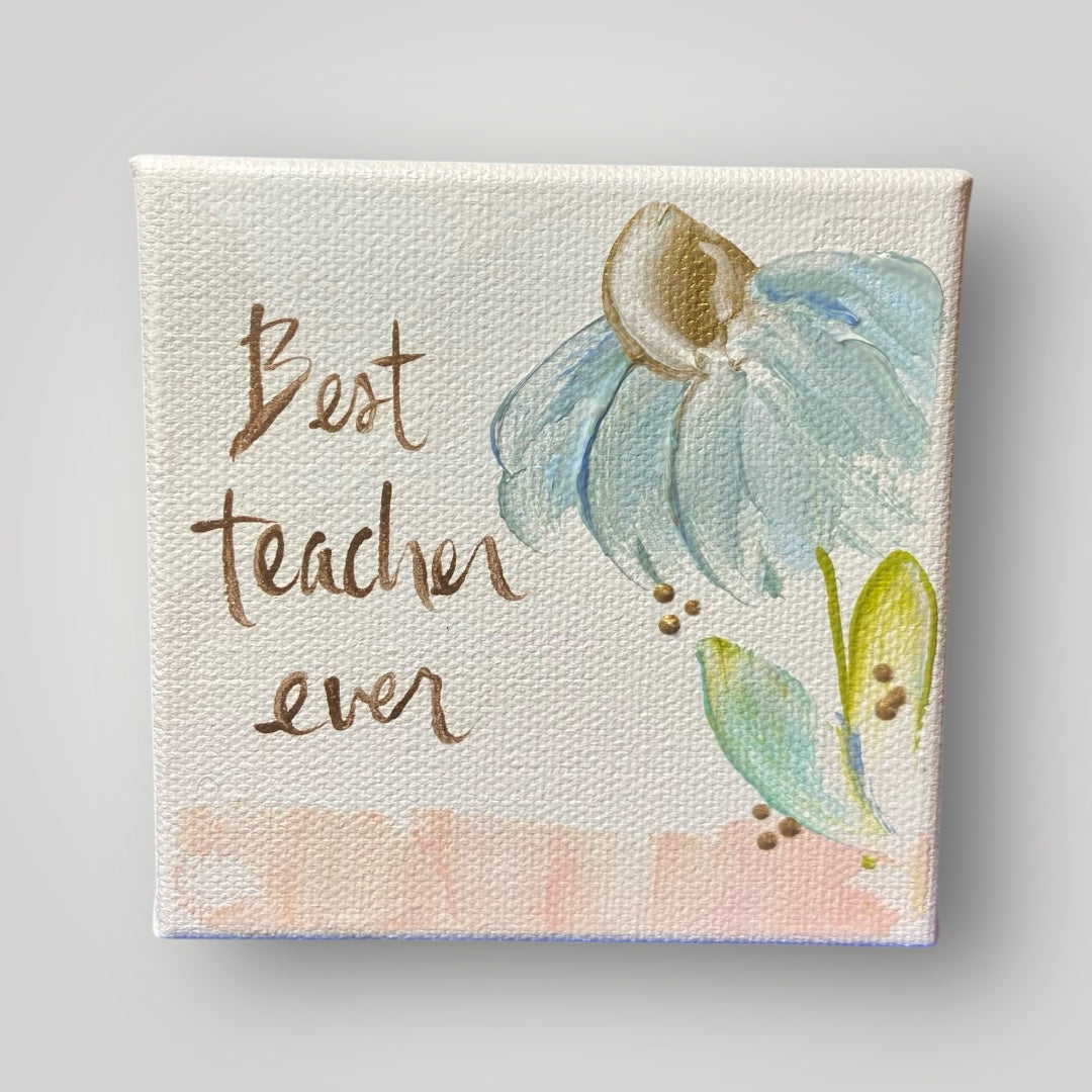 Best Teacher Ever -Blue- Gospel Art Canvas