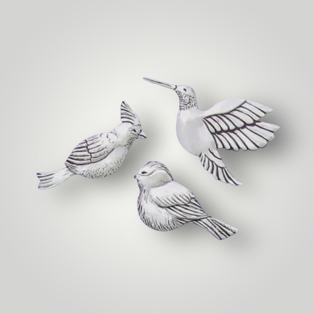 Bird Trio Magnets - Pewter - (3 pcs) - MM12
