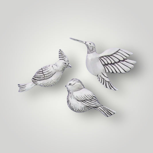 Bird Trio Magnets - Pewter - (3 pcs) - MM12