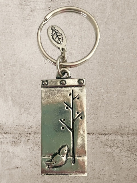Bird & Tree - Pewter Keychain - KC-419