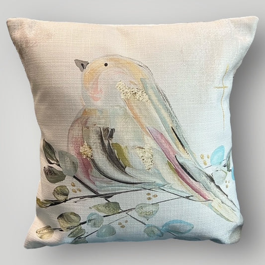 Bird with Cross Throw Pillow
