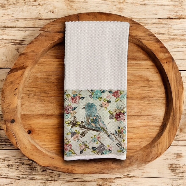 Bird with Trellis Kitchen Waffle Towel