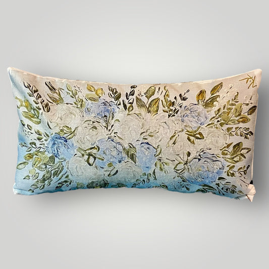 Blue & White Hydrangea Lumbar Pillow
