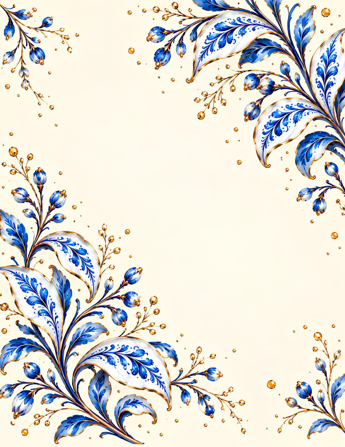 Roses - Blue and White Composition Notebook & Fancy Pen Set