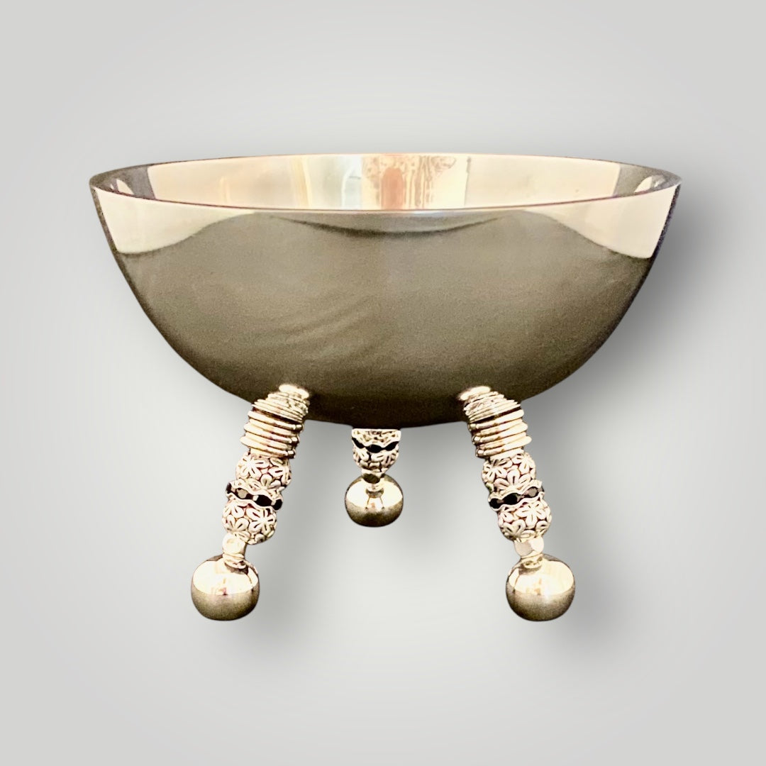 Bowl with Beaded Legs I - Flowers