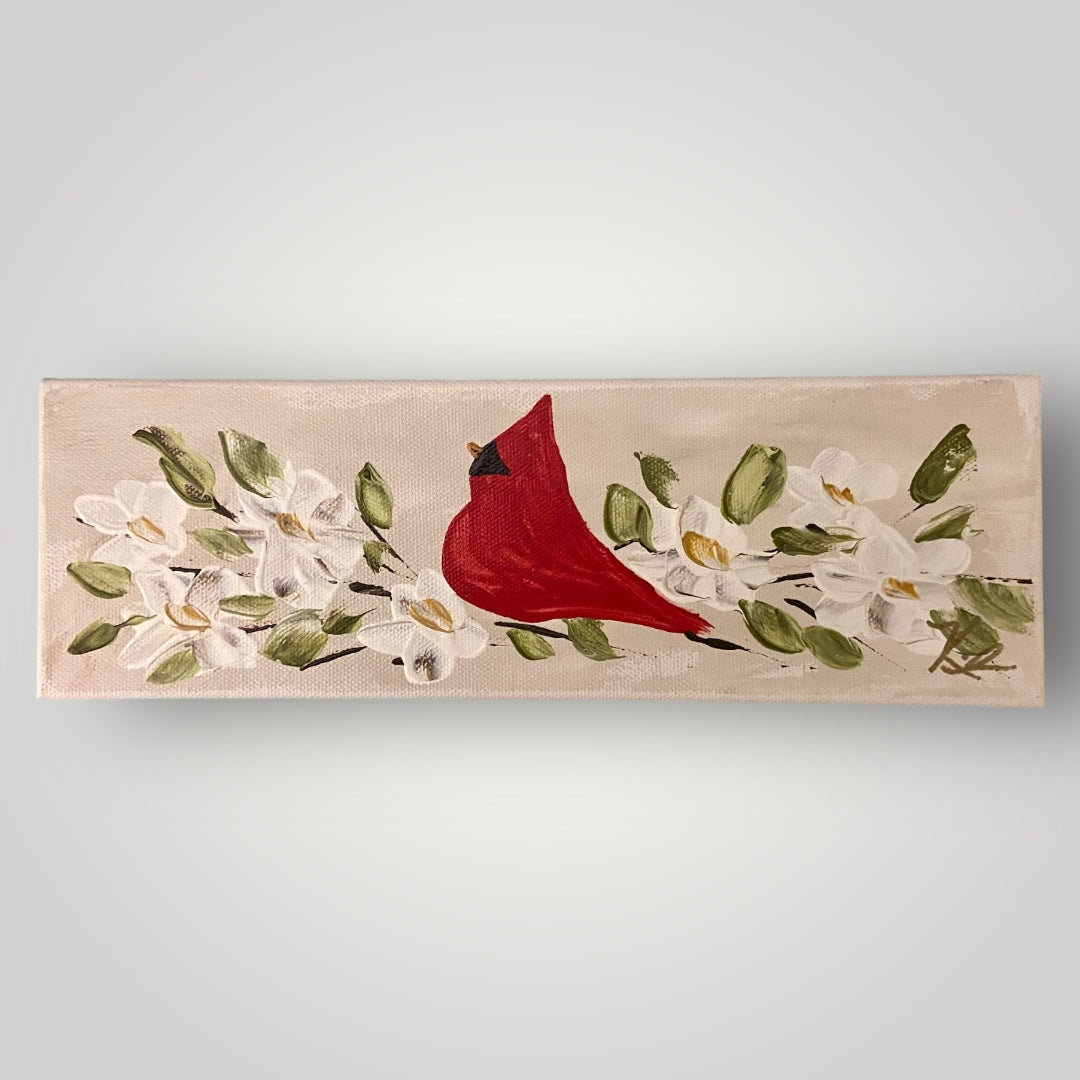 Cardinal Among Flowers - Gospel Art Canvas