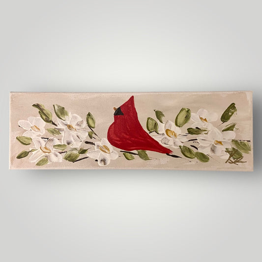 Cardinal Among Flowers -  Gospel Art Canvas
