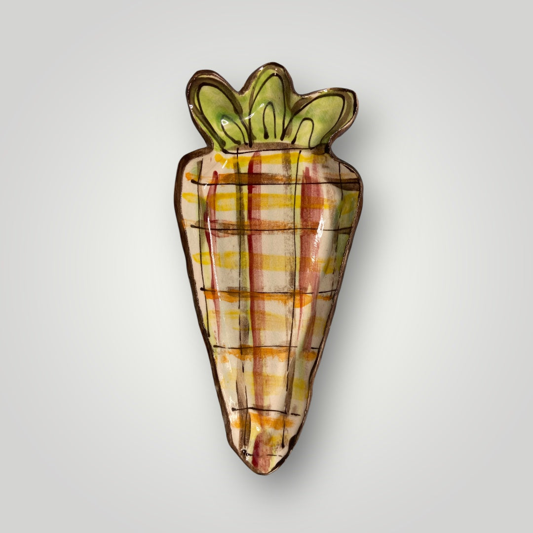 Carrot Tray in Plaid - Heartfelt Traditions Pottery