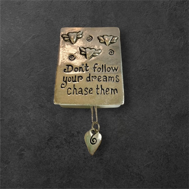 Chase Dreams Wish Box with Heart Necklace - Pewter - BXJ72
