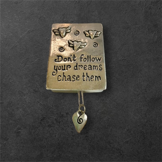 Chase Dreams Wish Box with Heart Necklace - Pewter - BXJ72