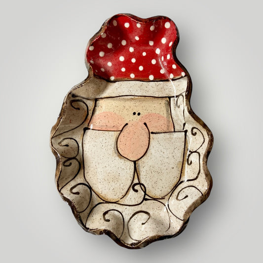 Christmas Freeform Ruffled Plate - Santa Speckle - Heartfelt Traditions Pottery
