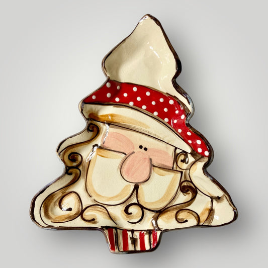 Christmas Tree Plate - Santa - Heartfelt Traditions Pottery