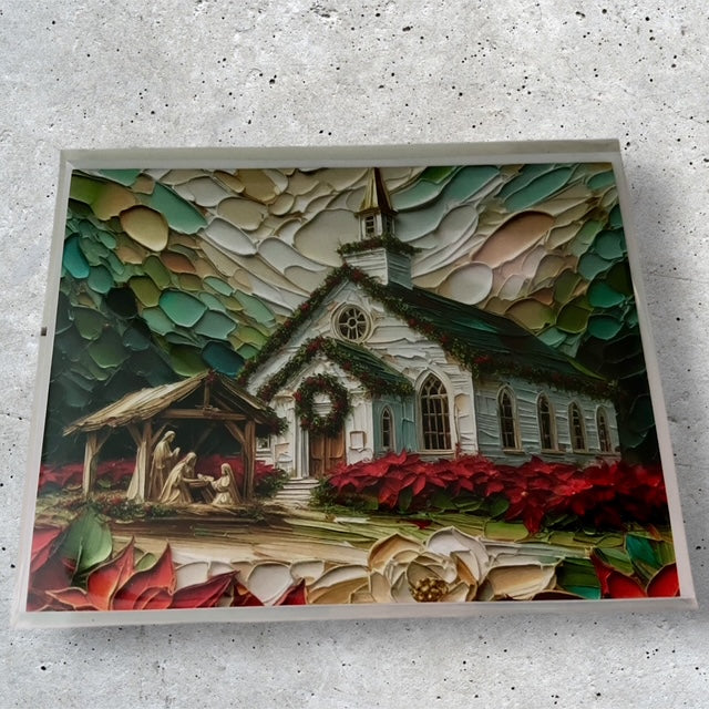 Church & Nativity - Christmas Card