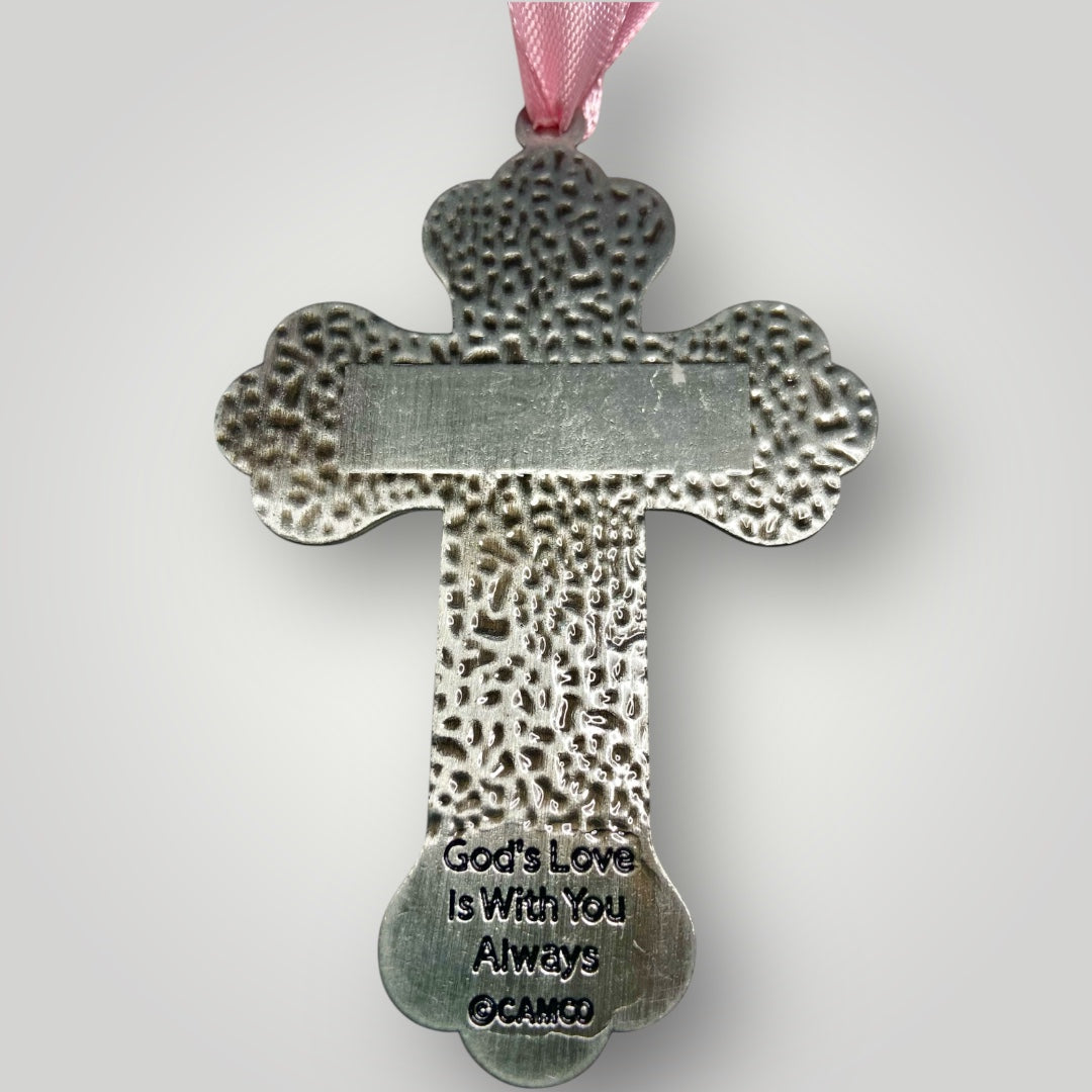 Guardian Angel Crib Cross - Pink Ribbon