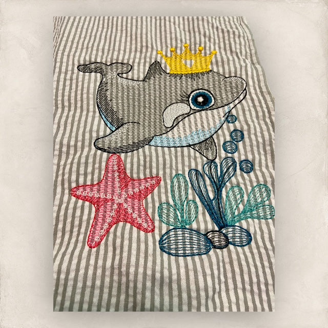 Crowned Orca Minky Blanket - Gray
