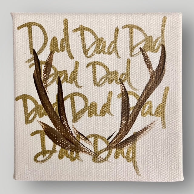 Dad - Antlers - Gold - Gospel Art Canvas