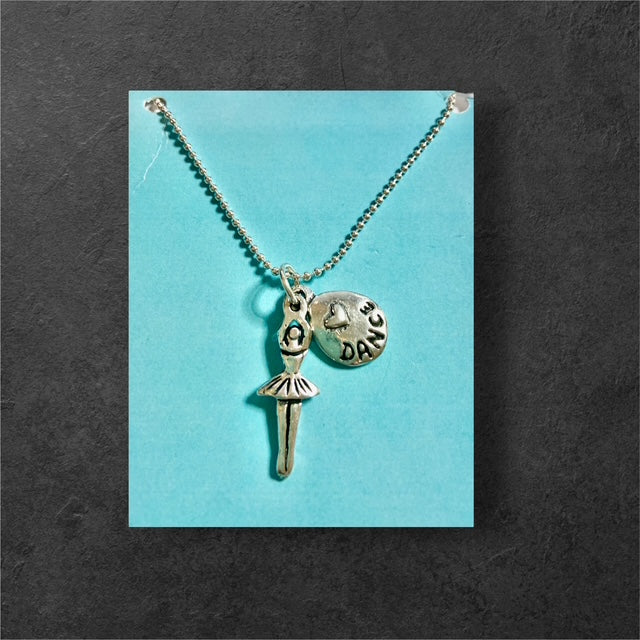 Dance Double Charm Necklace - Pewter - JNC52