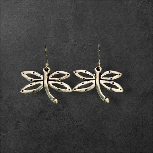 Dragonfly Earrings - Pewter - JER101