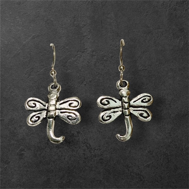 Dragonfly Earrings - Pewter - JER139