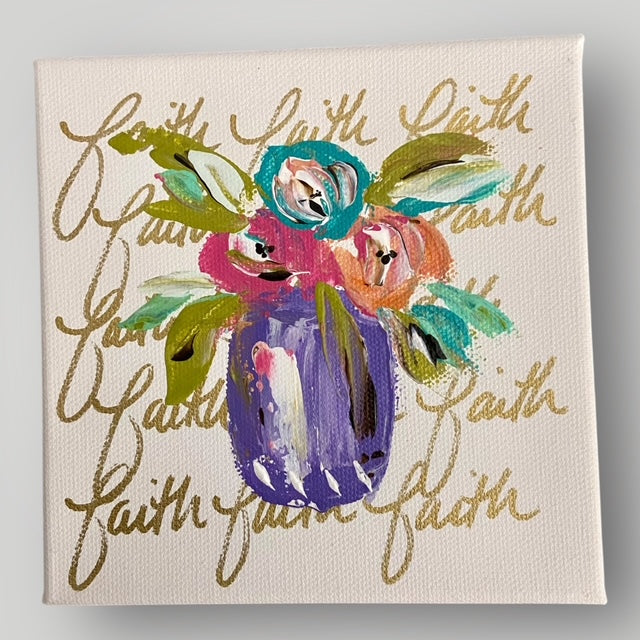 Faith with Flowers in Vase - Gospel Art Canvas