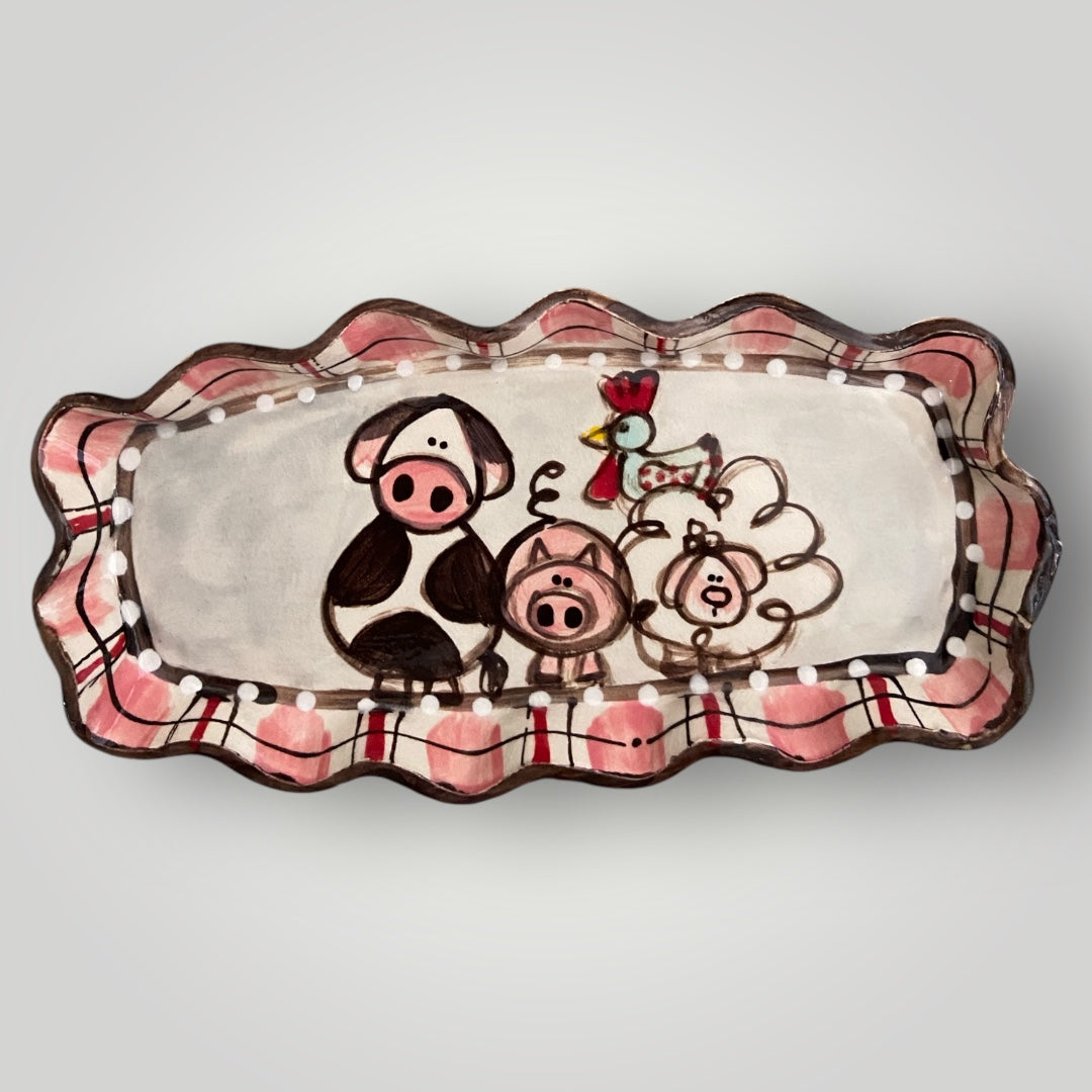 Farmhouse - Rectangle Ruffle Tray #1 - Heartfelt Traditions Pottery