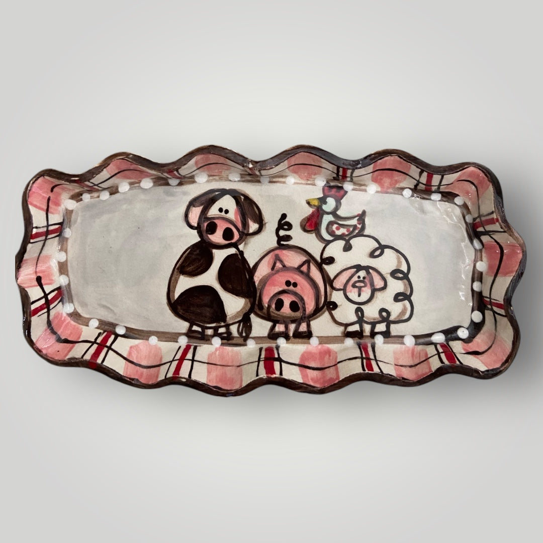 Farmhouse - Rectangle Ruffle Tray #2 - Heartfelt Traditions Pottery