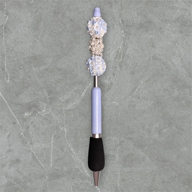 Finger Grip Beaded Pen - Lavender Blue