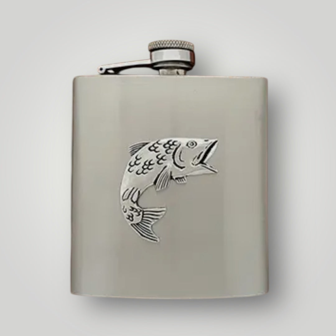 Fish Flask (6 oz) Pewter & SS - FL4