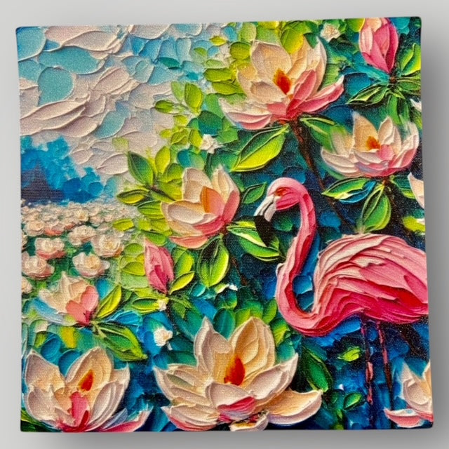 Flamingo & Magnolias - Canvas Print