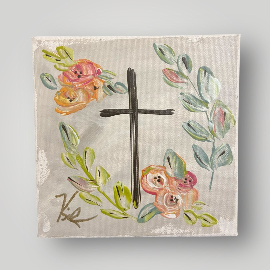 Floral Cross - Gospel Art Canvas