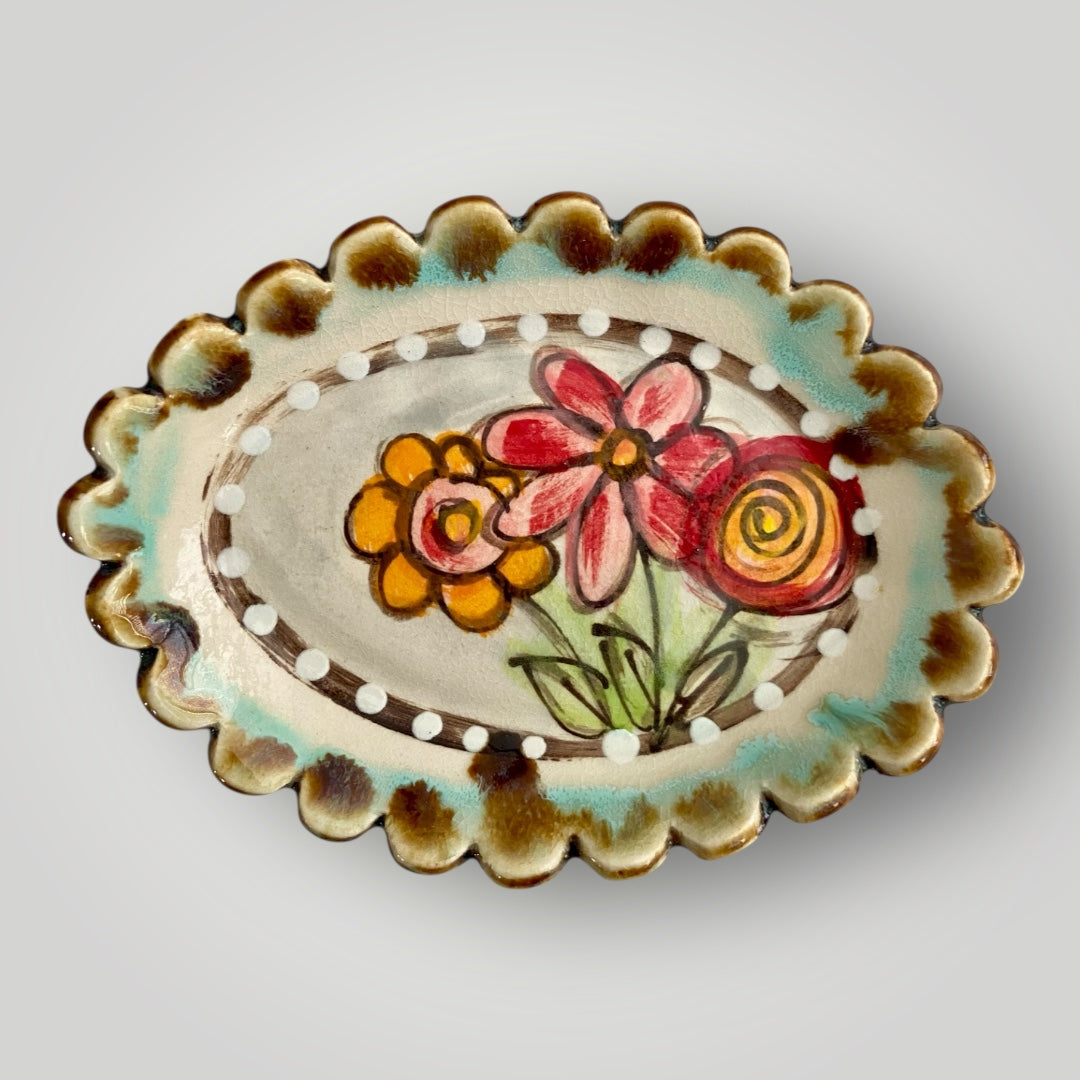 Flower Line Soap Dish - Flower Trio #2 - Heartfelt Traditions Pottery
