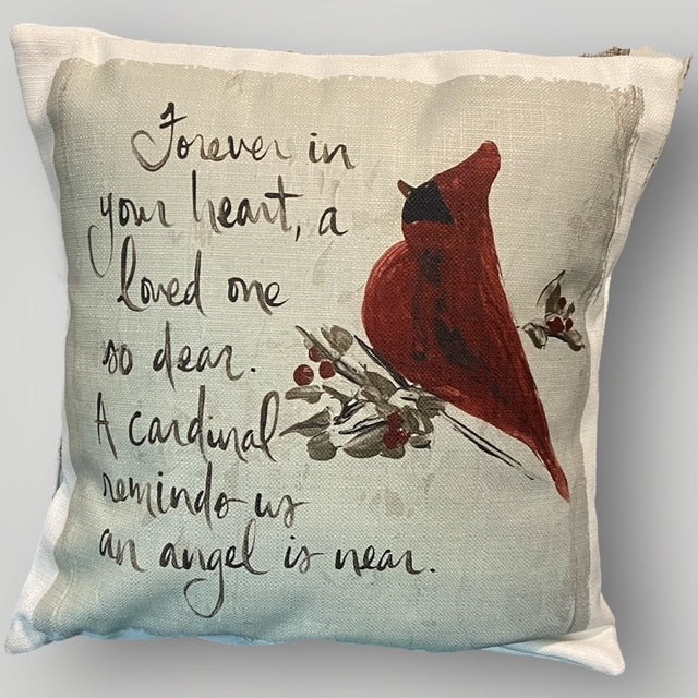 Forever in Your Heart with Cardinal Throw Pillow