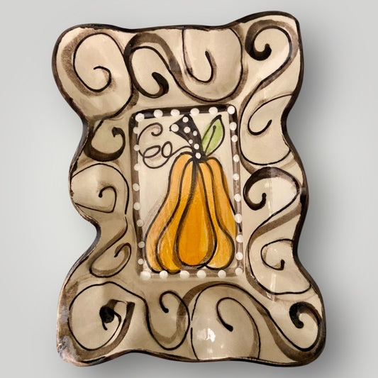 Friendship Bowl - Pumpkin, Polka Dots & Swirls - Heartfelt Traditions Pottery
