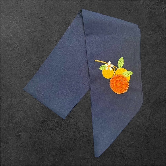 Fringed Oranges in Navy - The Manor Sash Collection