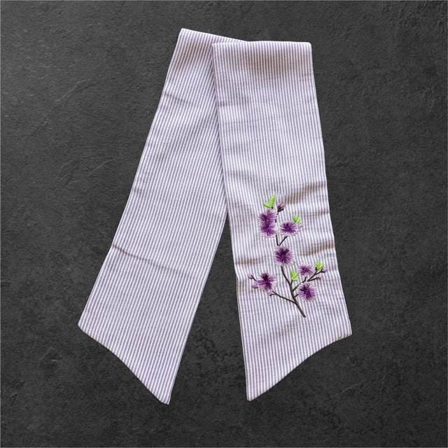 Fringed Blossoms in Purple Manor sash