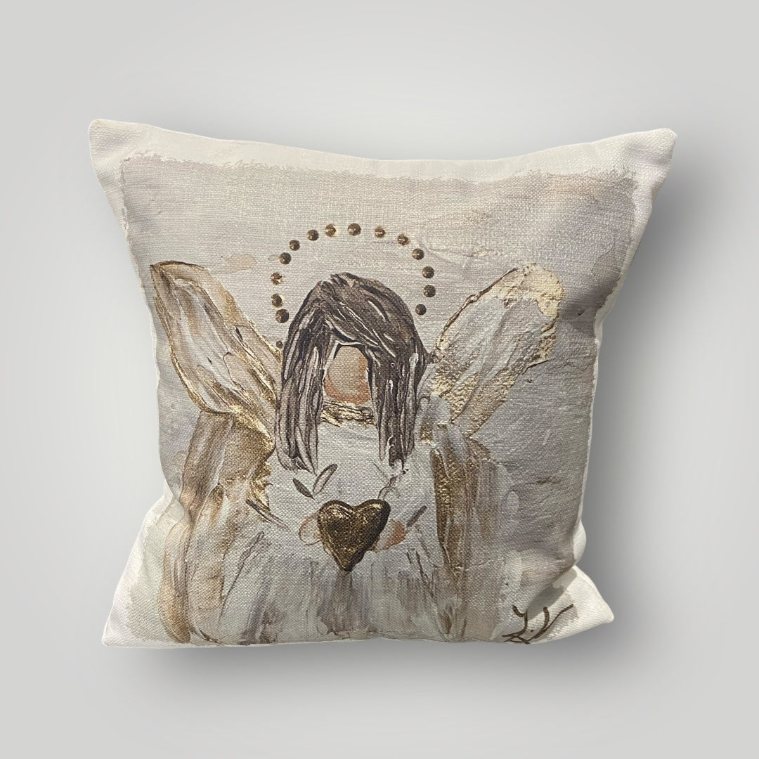 Gold and White Angel Throw Pillow