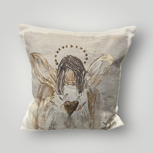 Gold and White Angel Throw Pillow
