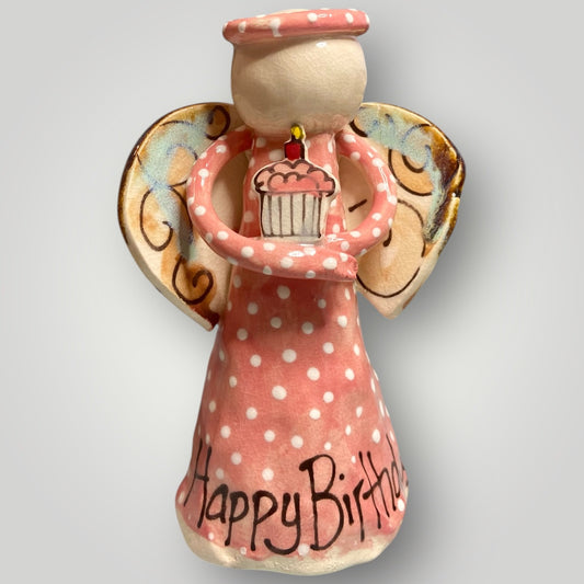 Happy Birthday Angel #2 - Figurine - Heartfelt Traditions Pottery